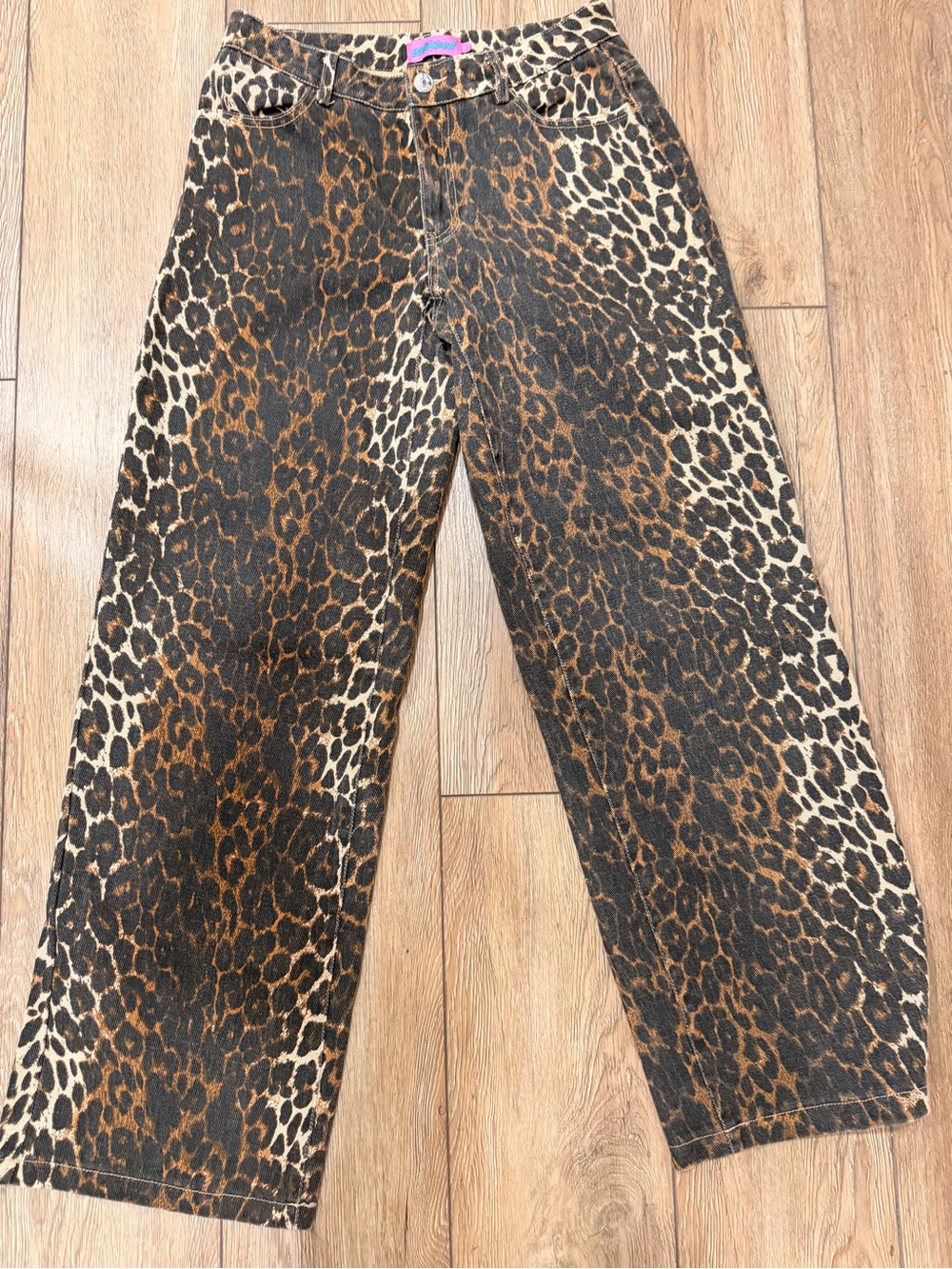 Edikted Leopard Print Wide-Leg Jeans - Brown/Black - Picture 3 of 6